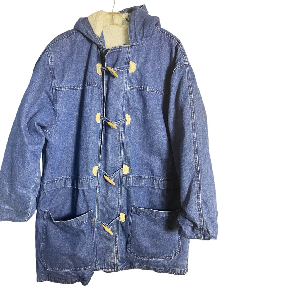 Vintage Exchange Unlimited Denim Hooded Toggle Coat Jacket Size L